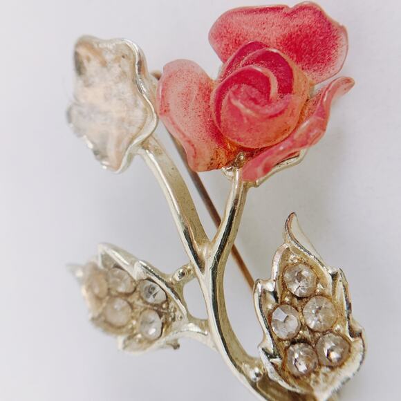 VTG Gold Tone Floral Brooches Signed RAFAELIAN Mid Century Enamel Roses Set of 5 - Picture 13 of 16